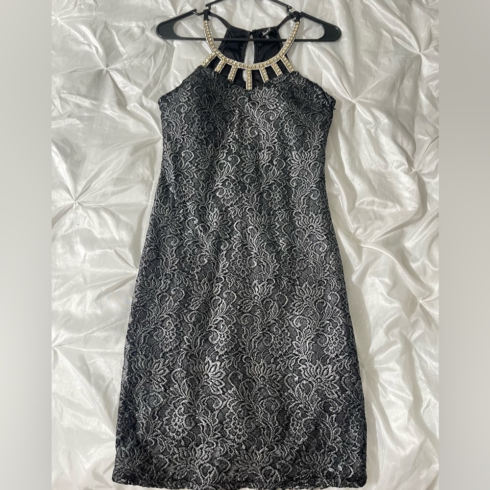 Love J Black Flowered Pattern Dress. Medium.